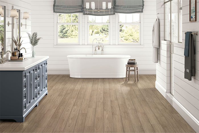 luxury vinyl plank flooring in bathroom